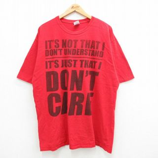 XL★古着 半袖 ビンテージ Tシャツ メンズ 00年代 00s DONT CARE 大きいサイズ コットン クルーネック 赤 レッド 24apr19 中古(Tシャツ/カットソー(半袖/袖なし))