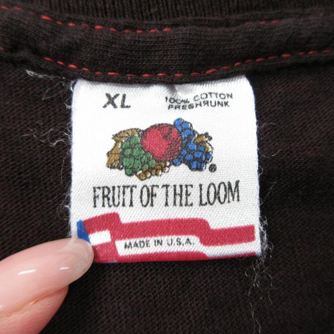 FRUIT OF THE LOOM(フルーツオブザルーム)のXL★古着 フルーツオブザルーム 半袖 ビンテージ Tシャツ メンズ 90年代 90s YEARBOOK グレートレース コットン クルーネック USA製 エンジ系 24apr19 中古 メンズのトップス(Tシャツ/カットソー(半袖/袖なし))の商品写真