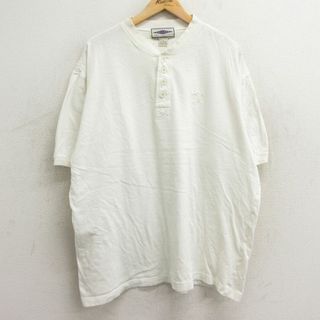 XL★古着 アリゾナジーンズ 半袖 ビンテージ Tシャツ メンズ 00年代 00s ワンポイントロゴ 大きいサイズ コットン ヘンリーネック 白 ホワイト 24apr19 中古(Tシャツ/カットソー(半袖/袖なし))