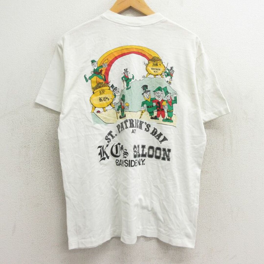 L★古着 半袖 ビンテージ Tシャツ メンズ 90年代 90s ギネスゴールド ビール クルーネック 白 ホワイト 24apr19 中古 メンズのトップス(Tシャツ/カットソー(半袖/袖なし))の商品写真
