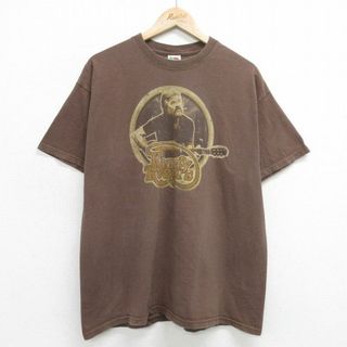 フルーツオブザルーム(FRUIT OF THE LOOM)のXL★古着 フルーツオブザルーム 半袖 ビンテージ ロック バンド Tシャツ メンズ 00年代 00s ケニーロジャース コットン クルーネック 茶 ブラウン 24apr19 中古(Tシャツ/カットソー(半袖/袖なし))