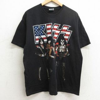 ヘインズ(Hanes)のXL★古着 ヘインズ Hanes 半袖 ビンテージ ロック バンド Tシャツ メンズ 00年代 00s キッス KISS コットン クルーネック 黒 ブラック 24apr19 中古(Tシャツ/カットソー(半袖/袖なし))