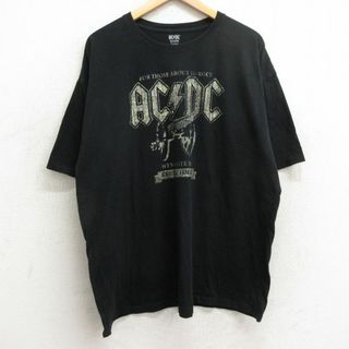 XL★古着 半袖 ビンテージ ロック バンド Tシャツ メンズ 00年代 00s AC/DC 大きいサイズ コットン クルーネック 黒 ブラック 24apr19 中古(Tシャツ/カットソー(半袖/袖なし))