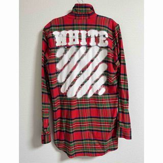 オフホワイト(OFF-WHITE)のOFF-WHITE（オフホワイト）スプレーバックロゴ チェック長袖シャツ(シャツ)