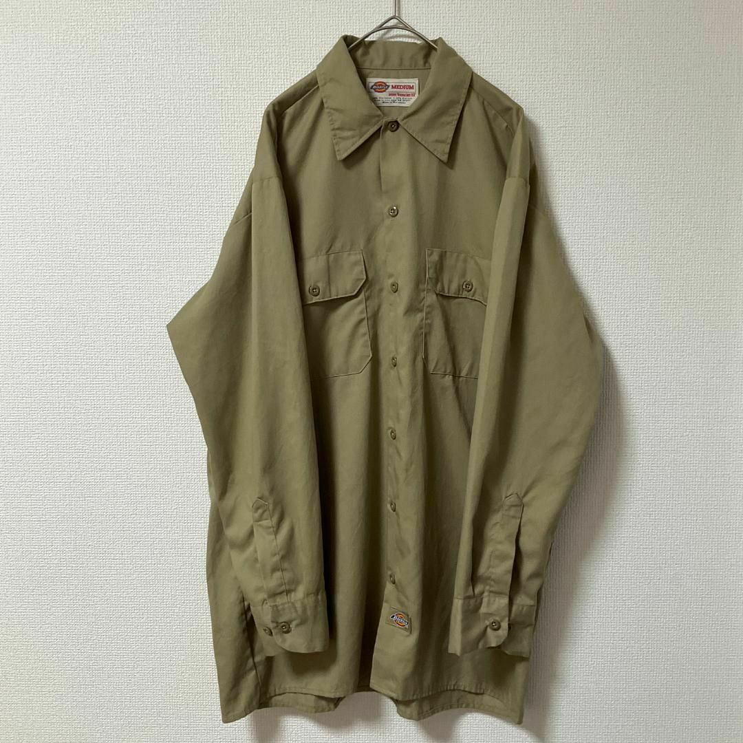 Dickies(ディッキーズ)の90s 古着 Dickies ワークシャツ M オーバーサイズ ゆるだぼ メンズのトップス(Tシャツ/カットソー(七分/長袖))の商品写真