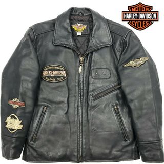 ハーレーダビッドソン(Harley Davidson)のワッペン多数◆HARLEY DAVIDSON◆レザーライダースジャケット786M(ライダースジャケット)