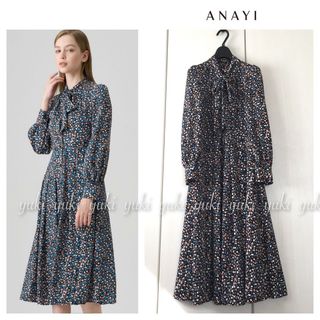 アナイ(ANAYI)のANAYI  イレギュラー スクエアプリント ギャザー ワンピース (ロングワンピース/マキシワンピース)