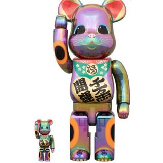 BE@RBRICK 招き猫 開運・千万両 黒透明メッキ 100％ & 400％