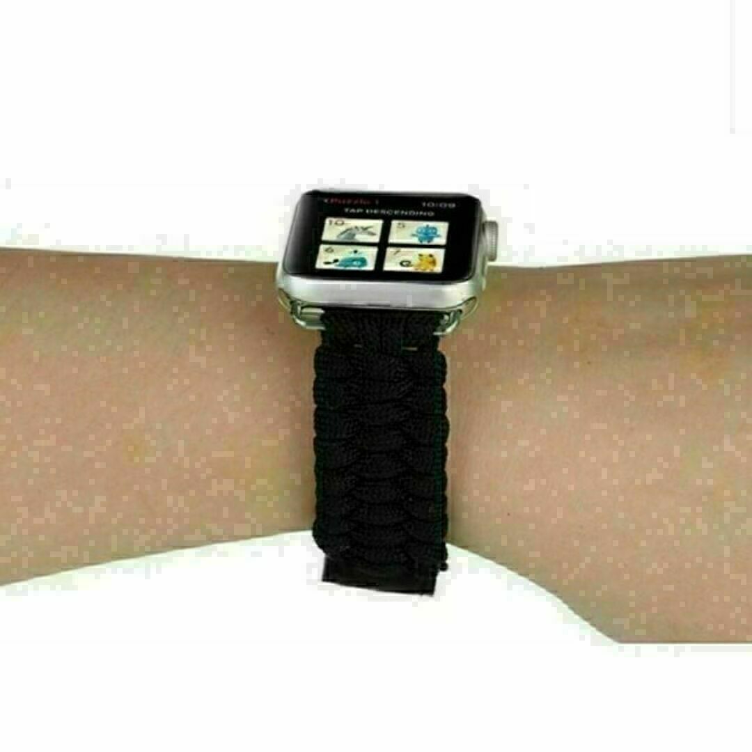 Apple Watch　42/44/45mm　パラコード バンド　ブラック メンズの時計(その他)の商品写真