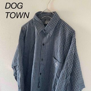 ドッグタウン(DOG TOWN)の90sDOGTOWNドッグタウン長袖チェックシャツメンズブルー青ハーコー(シャツ)