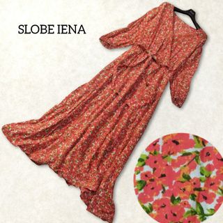 SLOBE IENA - スローブイエナ ✿ 花柄 カシュクール ロングワンピース レッド 総柄 フラワー