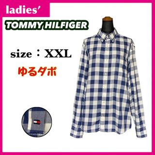 トミーヒルフィガー(TOMMY HILFIGER)の【ゆるダボ】トミーヒルフィガー 長袖シャツ チェック柄 レディース サイズXXL(シャツ/ブラウス(長袖/七分))