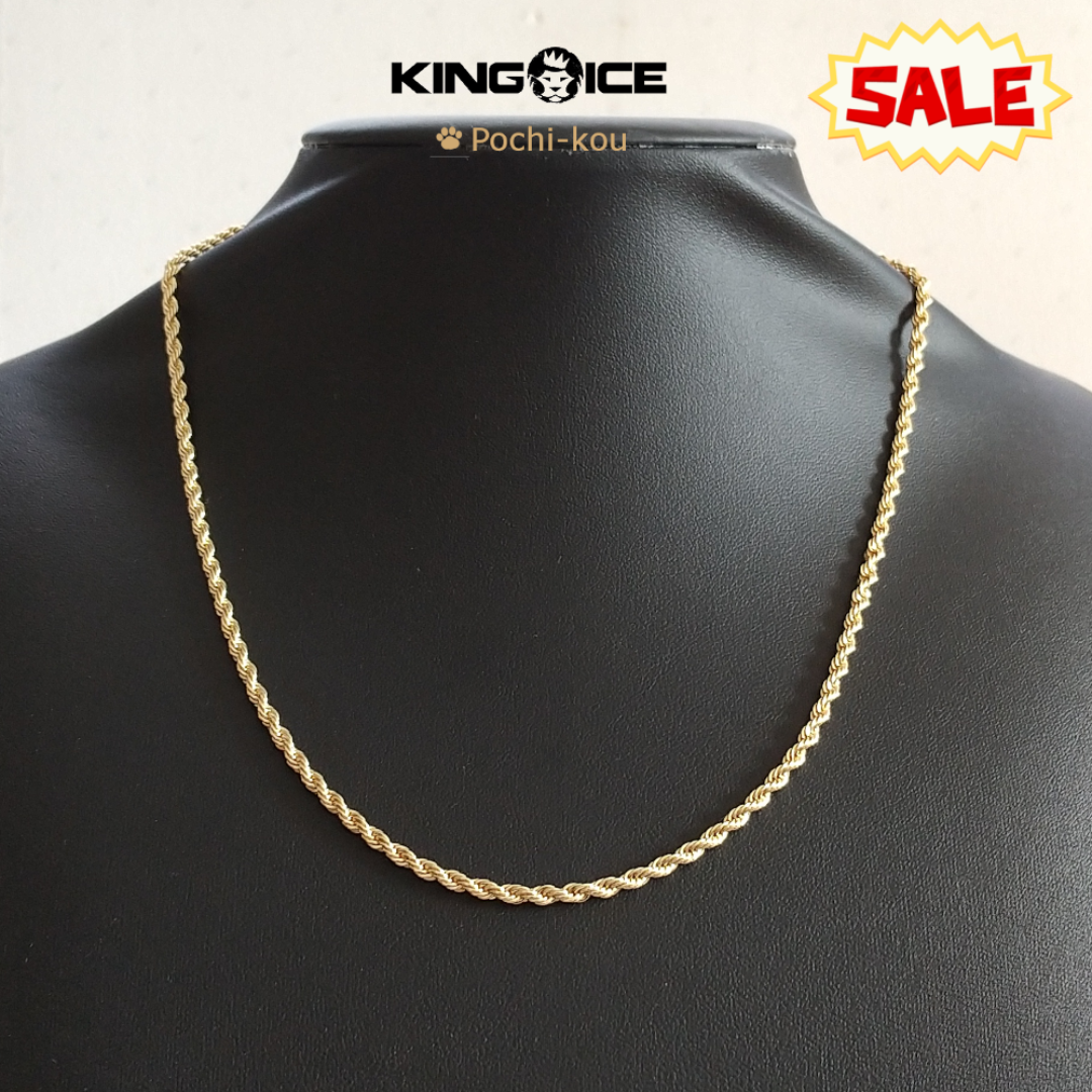 セール キングアイス ROPE CHAIN 3ミリ 20インチ ネックレス 金色 メンズのアクセサリー(ネックレス)の商品写真