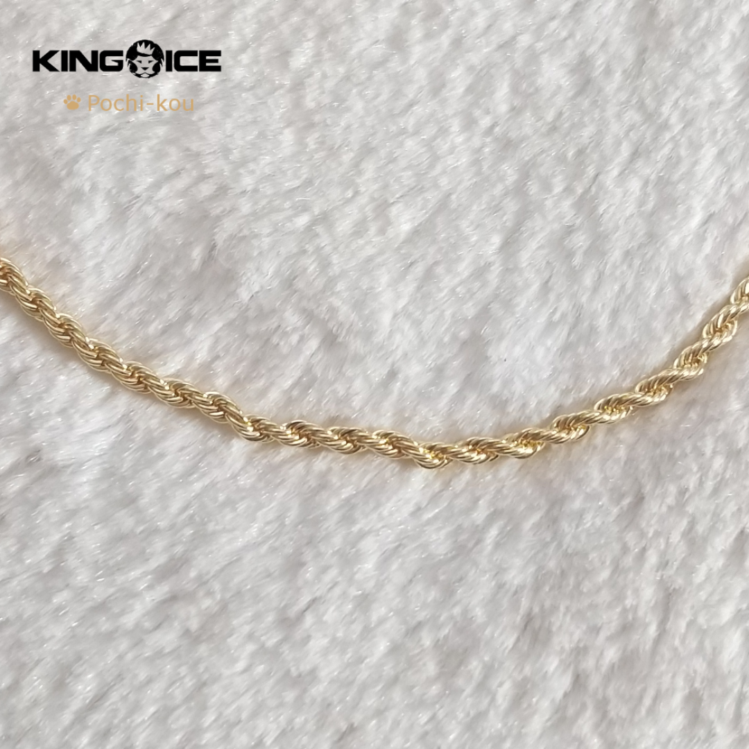 セール キングアイス ROPE CHAIN 3ミリ 20インチ ネックレス 金色 メンズのアクセサリー(ネックレス)の商品写真