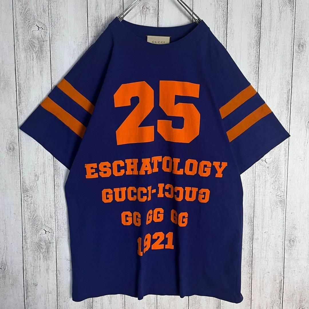 Gucci(グッチ)の【希少モデル】グッチ☆フットボールTシャツ カレッジロゴ 入手困難 メンズのトップス(Tシャツ/カットソー(半袖/袖なし))の商品写真