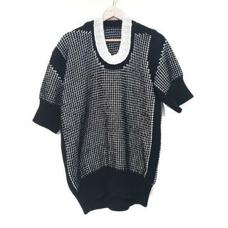 サカイ(sacai)のSacai(サカイ) 半袖セーター サイズ1 S レディース美品  - 18-03624 黒×白 クルーネック(ニット/セーター)