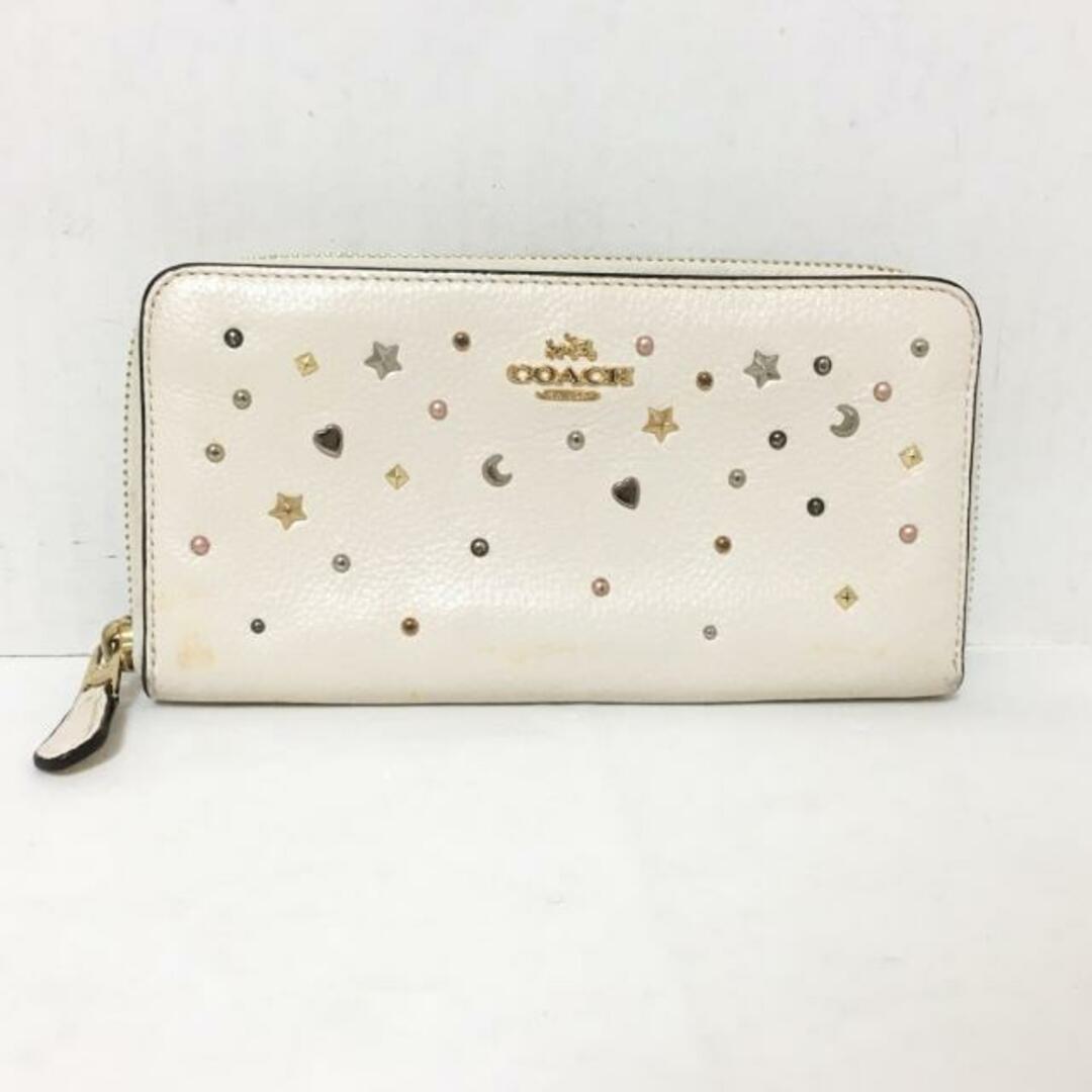 COACH(コーチ)のCOACH(コーチ) 長財布 - アイボリー×シルバー×ゴールド レザー×金属素材 レディースのファッション小物(財布)の商品写真