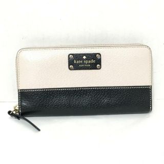 ケイトスペードニューヨーク(kate spade new york)のKate spade(ケイトスペード) 長財布 - WLRU2547 アイボリー×黒 ラウンドファスナー レザー(財布)