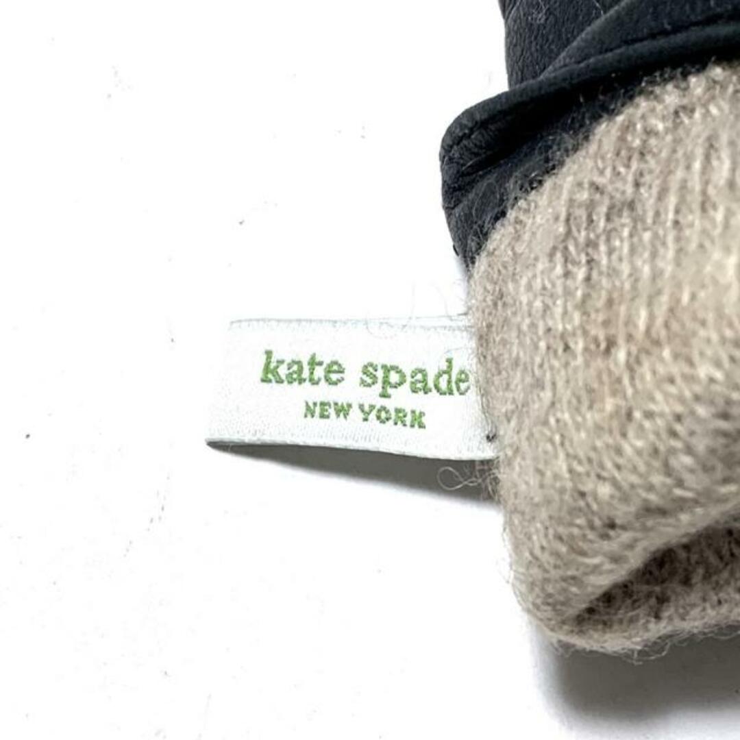 kate spade new york(ケイトスペードニューヨーク)のKate spade(ケイトスペード) 手袋 レディース - 黒 リボン レザー×カシミヤ レディースのファッション小物(手袋)の商品写真