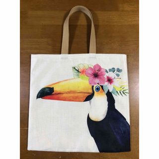 ハンドメイド ぺたんこBigトートバッグ 鳥柄 オオハシ(バッグ)