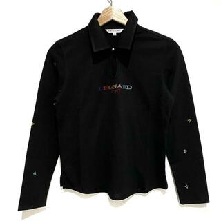 LEONARD SPORT(レオナールスポーツ) 長袖ポロシャツ サイズ38 M レディース美品  - 黒 ラインストーン/刺繍(ポロシャツ)