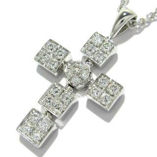 BVLGARI(ブルガリ) ネックレス美品  ルチア ラテンクロス K18WG×ダイヤモンド クロス(十字架)/25Pパヴェダイヤ