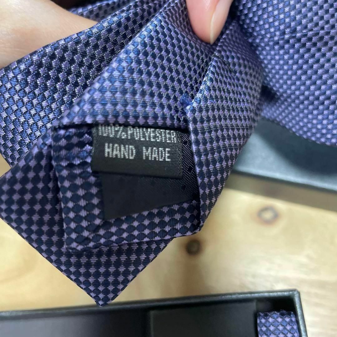 4点セット☘️ ネクタイ ポケットチーフ タイピン ボタン ネイビー パープル メンズのファッション小物(ネクタイ)の商品写真