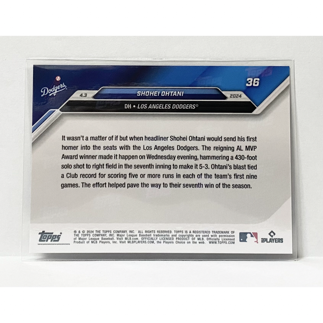 Topps(トップス)の大谷翔平 2024 MLB Topps Now トップス ナウ #36 エンタメ/ホビーのトレーディングカード(その他)の商品写真