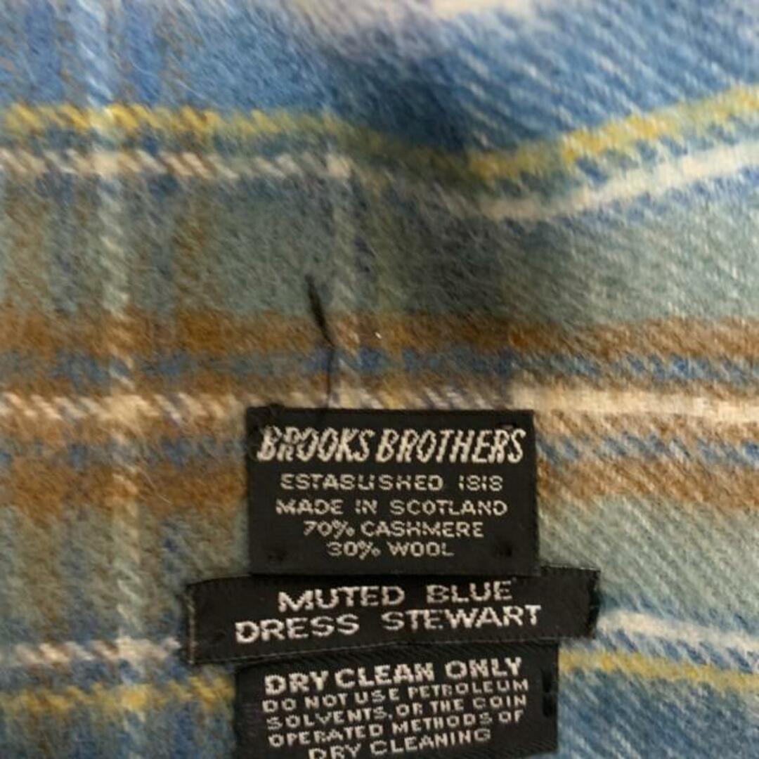 Brooks Brothers(ブルックスブラザース)のBrooksBrothers(ブルックスブラザーズ) マフラー美品  - ライトブルー×アイボリー×マルチ チェック柄 カシミヤ×ウール レディースのファッション小物(マフラー/ショール)の商品写真