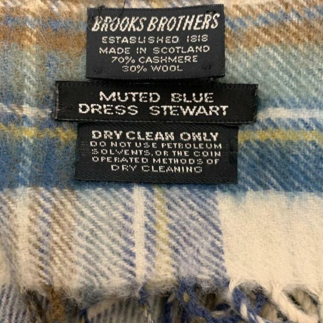 Brooks Brothers(ブルックスブラザース)のBrooksBrothers(ブルックスブラザーズ) マフラー美品  - ライトブルー×アイボリー×マルチ チェック柄 カシミヤ×ウール レディースのファッション小物(マフラー/ショール)の商品写真