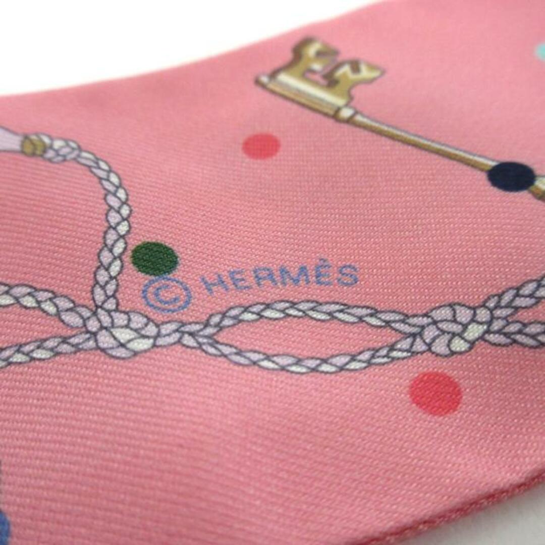 Hermes(エルメス)のHERMES(エルメス) スカーフ美品  ツイリー 063871S 05 ローズ×ベージュ×マルチ Les Cles a Pois/キー(鍵) レディースのファッション小物(バンダナ/スカーフ)の商品写真