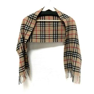 Burberry's(バーバリーズ) マフラー美品  - ベージュ×黒×レッド チェック柄 カシミヤ(マフラー/ショール)