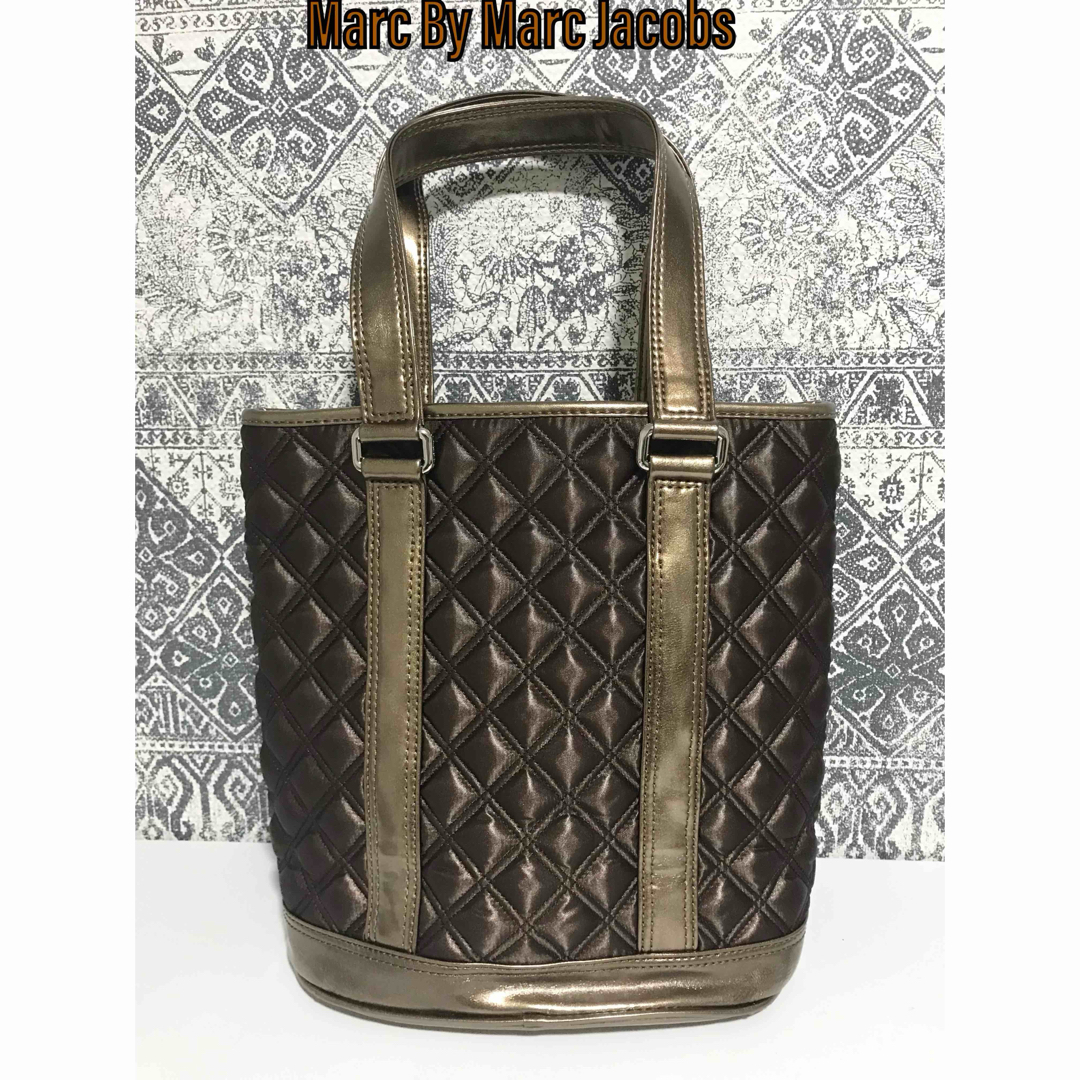 MARC JACOBS(マークジェイコブス) ハンドバッグ美品 - ネイビー×ピンク pcバッグ ポリエステル MARC JACOBS(マークジェイコブス) ハンドバッグ美品 - ネイビー×ピンク pcバッグ ポリエステル
