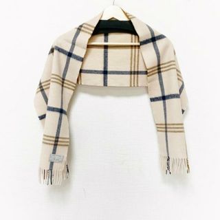 AQUA SCUTUM - Aquascutum(アクアスキュータム) マフラー美品  - ベージュ×ダークグレー×ブラウン チェック柄 カシミヤ