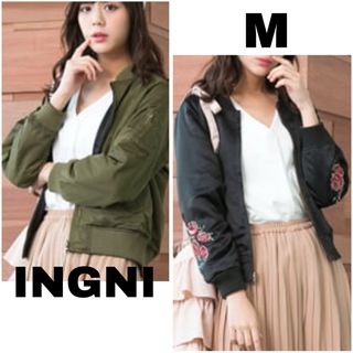 INGNI - INGNI(イング)リバーシブル アウター 上着 ジャンパー 黒×カーキー M