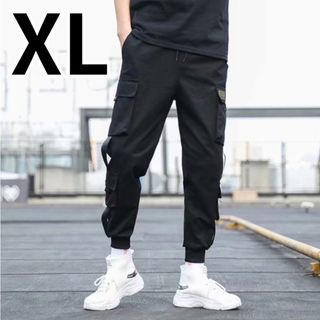 【限定再入荷♪】XLサイズ　黒　ボトムス　ジョガーパンツ　韓国風　ヒップホップ(ワークパンツ/カーゴパンツ)