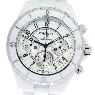 シャネル CHANEL H1007 J12 クロノグラフ ホワイトセラミック 自動巻き メンズ 良品 _813217