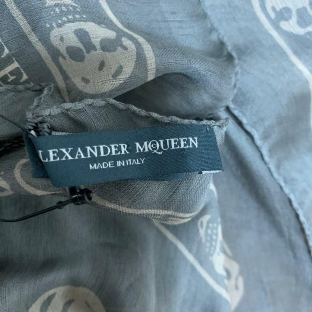 Alexander McQueen(アレキサンダーマックイーン)のALEXANDER McQUEEN(アレキサンダーマックイーン) ストール(ショール)美品  - グレー×ベージュ スカル/シースルー シルク レディースのファッション小物(マフラー/ショール)の商品写真