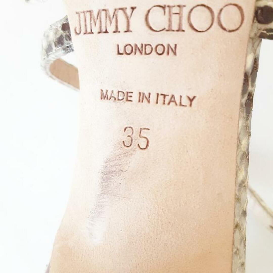 JIMMY CHOO(ジミーチュウ)のJIMMY CHOO(ジミーチュウ) サンダル 35 レディース - アイボリー×ダークブラウン×マルチ 型押し加工 レザー レディースの靴/シューズ(サンダル)の商品写真