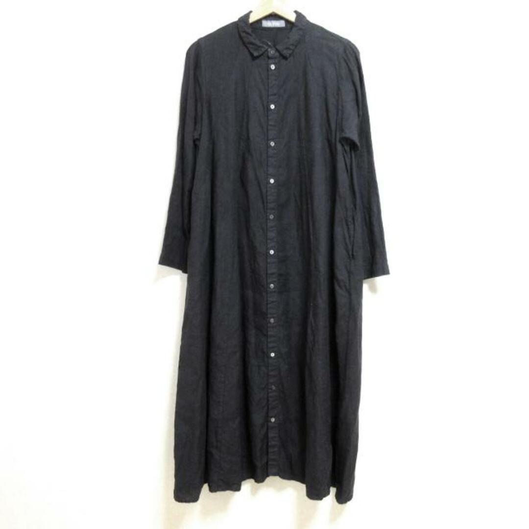 nest Robe(ネストローブ)のnest Robe(ネストローブ) ワンピース サイズF レディース - 黒 長袖/マキシ丈 麻 レディースのワンピース(その他)の商品写真