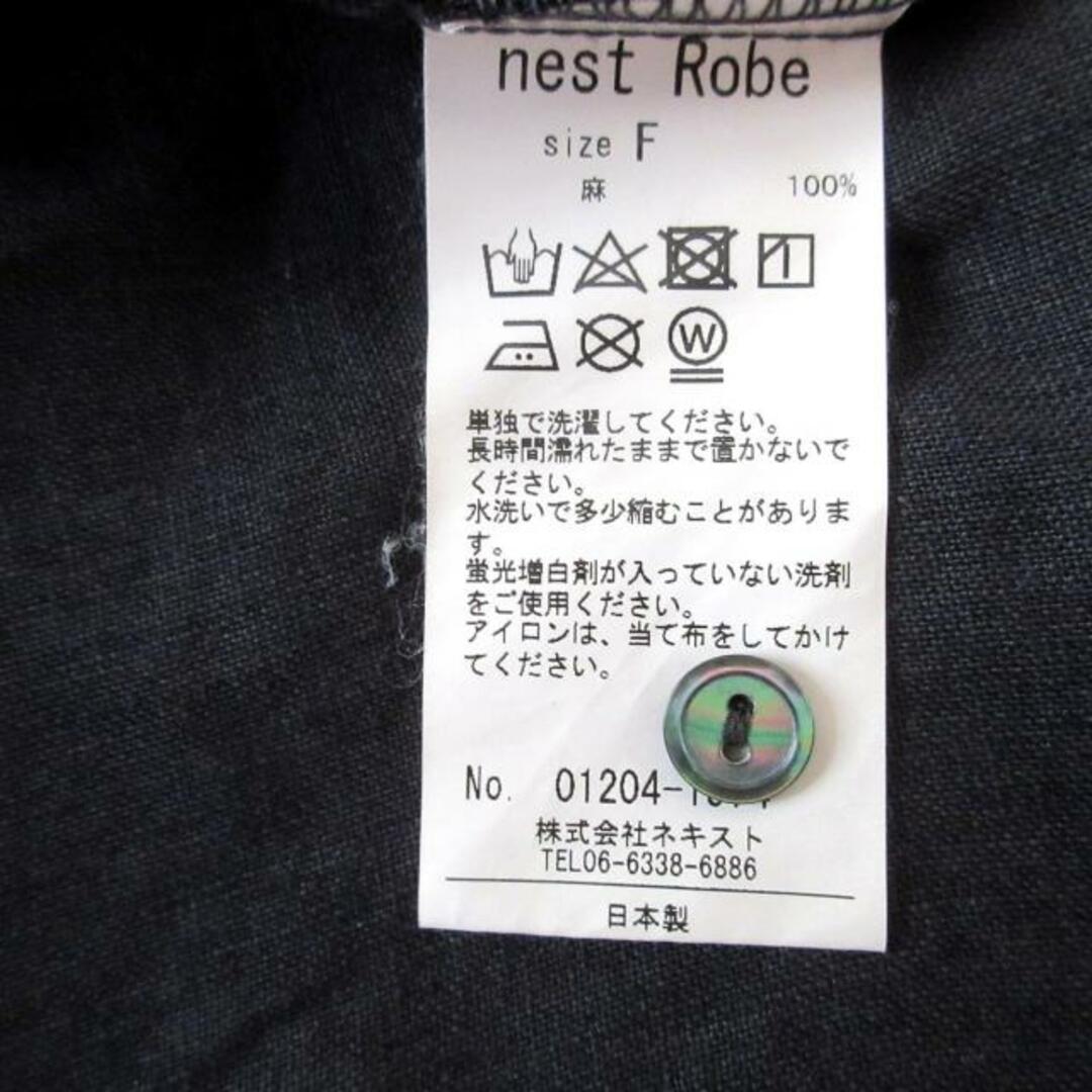 nest Robe(ネストローブ)のnest Robe(ネストローブ) ワンピース サイズF レディース - 黒 長袖/マキシ丈 麻 レディースのワンピース(その他)の商品写真