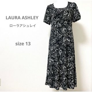 ローラアシュレイ(LAURA ASHLEY)のLAURA ASHLEYローラアシュレイ 花柄ロングワンピース 大きいサイズ13(ロングワンピース/マキシワンピース)