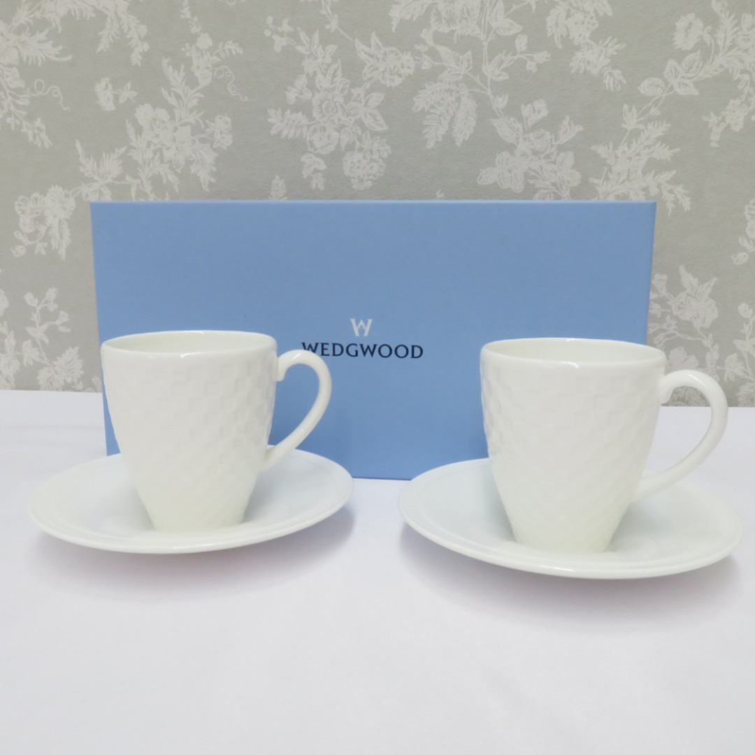 WEDGWOOD(ウェッジウッド)のWEDGWOOD (ウエッジウッド) 食器 NIGHT＆DAY ナイト&デイ ホワイトチェック エスプレッソカップ＆ソーサー ペア 廃番 市松 箱有 美品 インテリア/住まい/日用品のキッチン/食器(食器)の商品写真