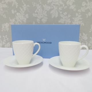 ウェッジウッド(WEDGWOOD)のWEDGWOOD (ウエッジウッド) 食器 NIGHT＆DAY ナイト&デイ ホワイトチェック エスプレッソカップ＆ソーサー ペア 廃番 市松 箱有 美品(食器)