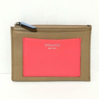 コーチ(COACH)のCOACH(コーチ) パスケース - ブラウン×ピンク キーリング付き レザー(名刺入れ/定期入れ)