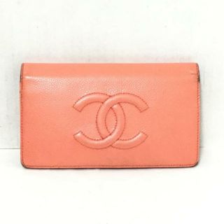 シャネル(CHANEL)のCHANEL(シャネル) 2つ折り財布 - ピンク ココマーク キャビアスキン(財布)