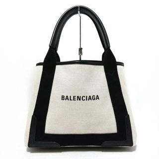 バレンシアガ(Balenciaga)のBALENCIAGA(バレンシアガ) トートバッグ ネイビーカバスS 339933 アイボリー×黒 キャンバス×レザー(トートバッグ)