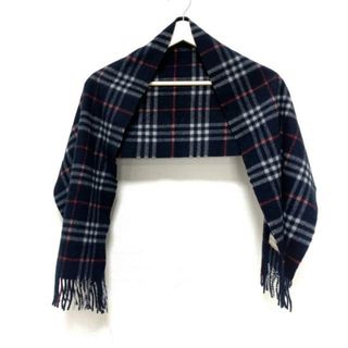 Burberry's(バーバリーズ) マフラー美品  - ネイビー×レッド×ライトグレー チェック柄 ウール(マフラー/ショール)