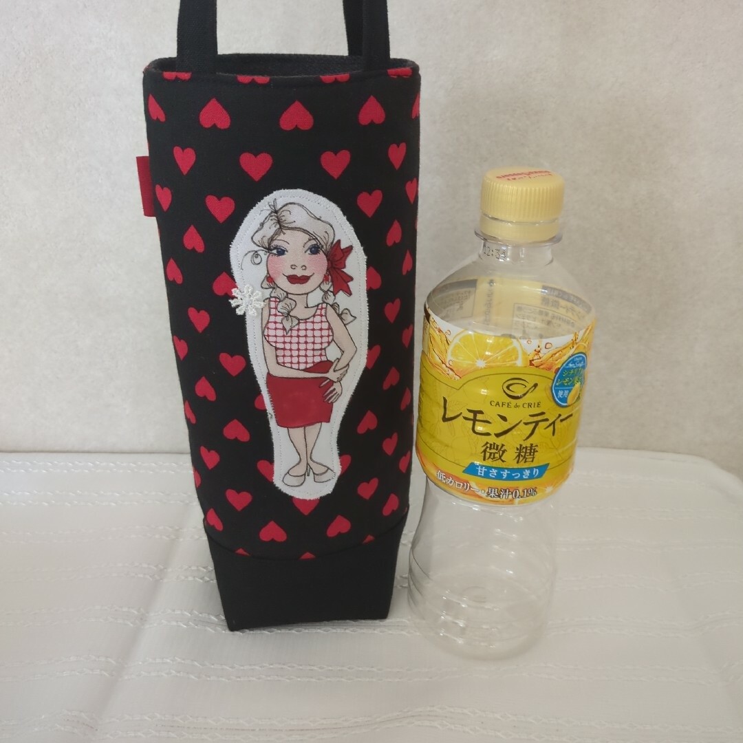 ロラライハリス　水筒バッグ　ハート柄 ハンドメイドのファッション小物(バッグ)の商品写真