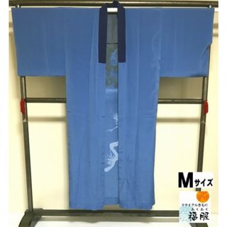 【中古】 長襦袢 男物 化繊 ブルーグレー地に鷹模様 裄69 Mサイズ (和装小物)